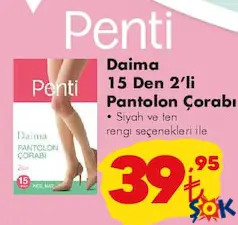 PENTİ DAİMA 15 DEN 2'Lİ PANTOLON ÇORABI PENTİ DAİMA 15 DEN 2'Lİ PANTOLON ÇORABI